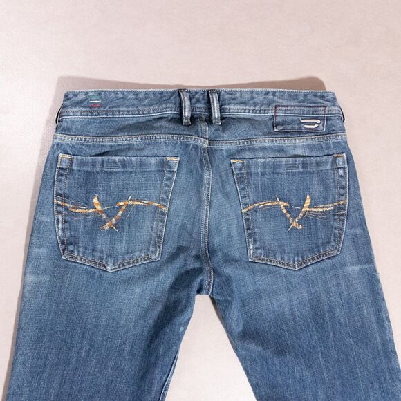 Diesel Zathan Bootcut Denim Embroidered Jeans Men's 33x31 Cowboy Western 00N70 - Picture 8 of 9